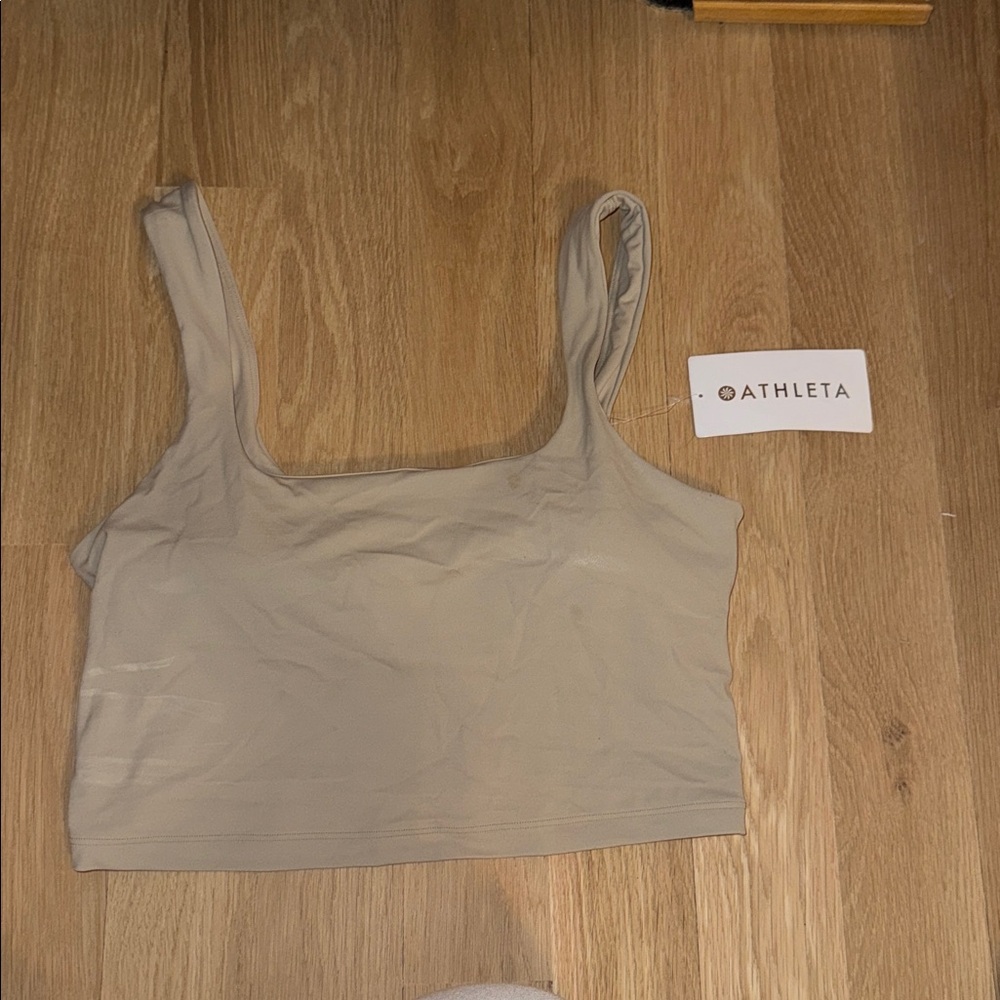 New Athleta Taupe Crop Bra - Large A-C